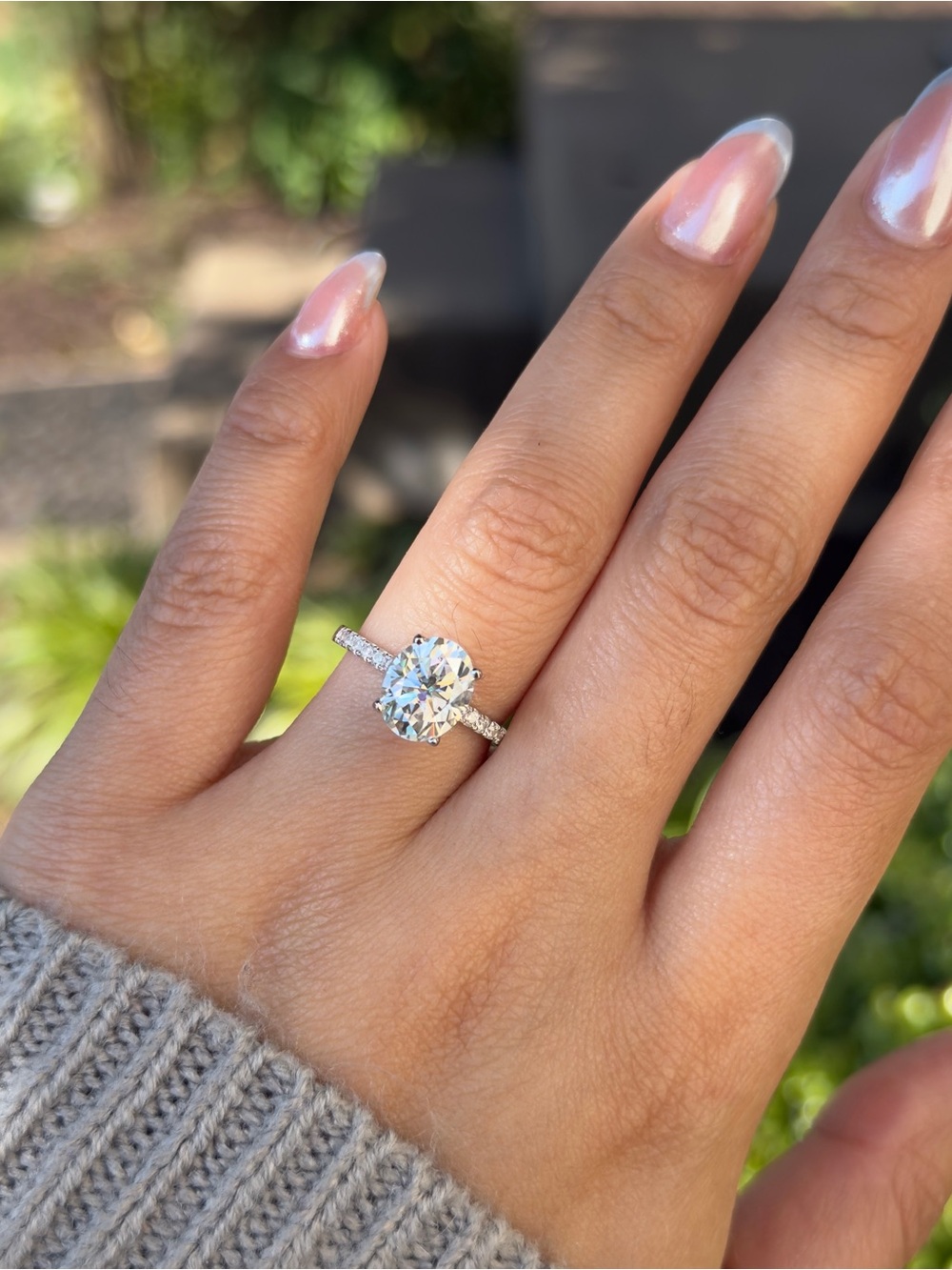 3ct oval cut real moissanite VVS1 color D engagement ring 5,6,7